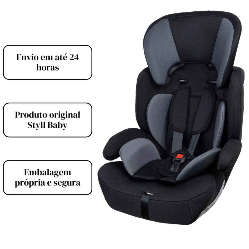 Cadeirinha de Carro Até 10 anos 36kg Assento Elevação Bebe Conforto Com Regulagem Infantil Styll Baby