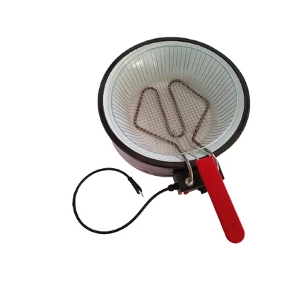 Fritadeira redonda elétrica esmaltado de 7 litros com capinha de proteção no cesto 220v one 02