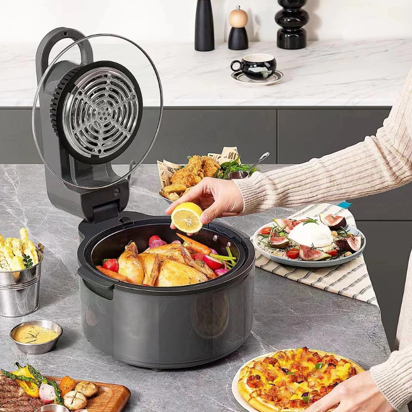 Air Fryer Fritadeira Elétrica 8L 110V/220V Com Grelha E Cesto Removível Digital Sem Óleo