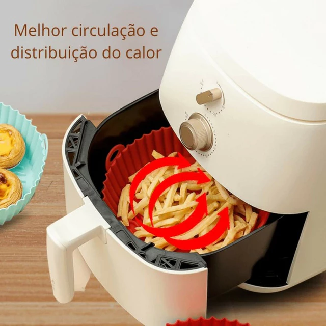 Kit 4 Formas Silicone Reutilizavel Protetor Air Fryer Microondas Forro Antiaderente Assadeiras