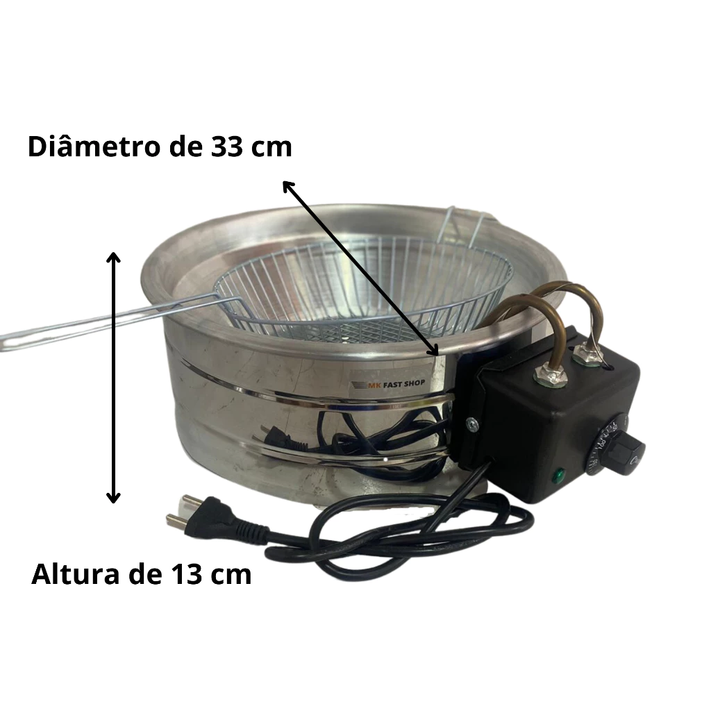 Fritadeira Elétrica em inox tacho 3,5 a 5 litros profissional em inox souzza shop