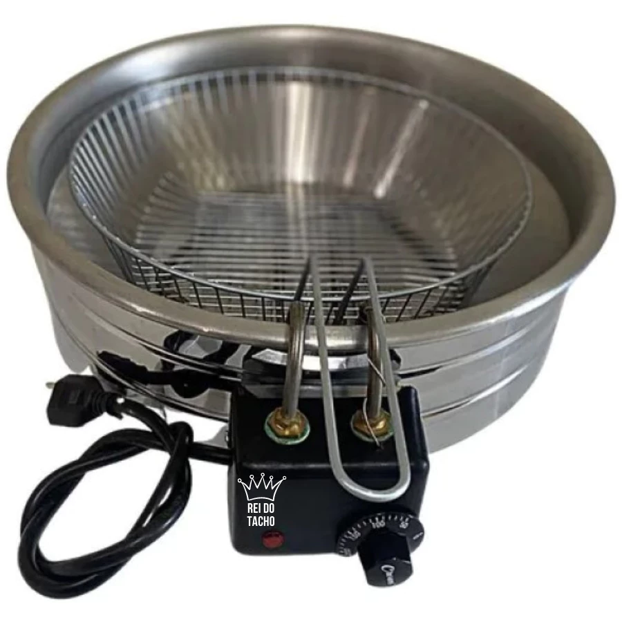 Fritadeira Elétrica Redonda 5 Litros Tacho Inox Batata Pastel