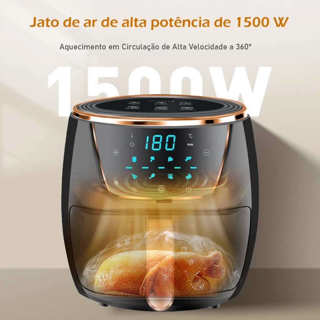 Fritadeira inteligente Air fryer Automático Grande Capacidade Mecânico Knob Digital Touch