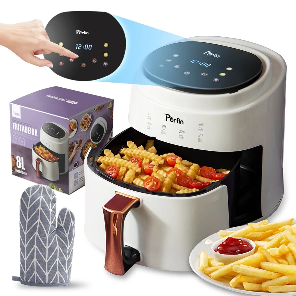 Air Fryer Touch Digital 8L Fritadeira Elétrica 127V/220V | Eletrodoméstico Multifuncional para Cozinha Saudável