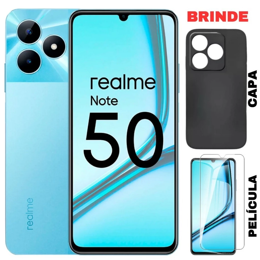 Smartphone Realme Note 50 128Gb 4Gb ou 64Gb 3Gb Celular Global Anatel Brinde Capinha e Película