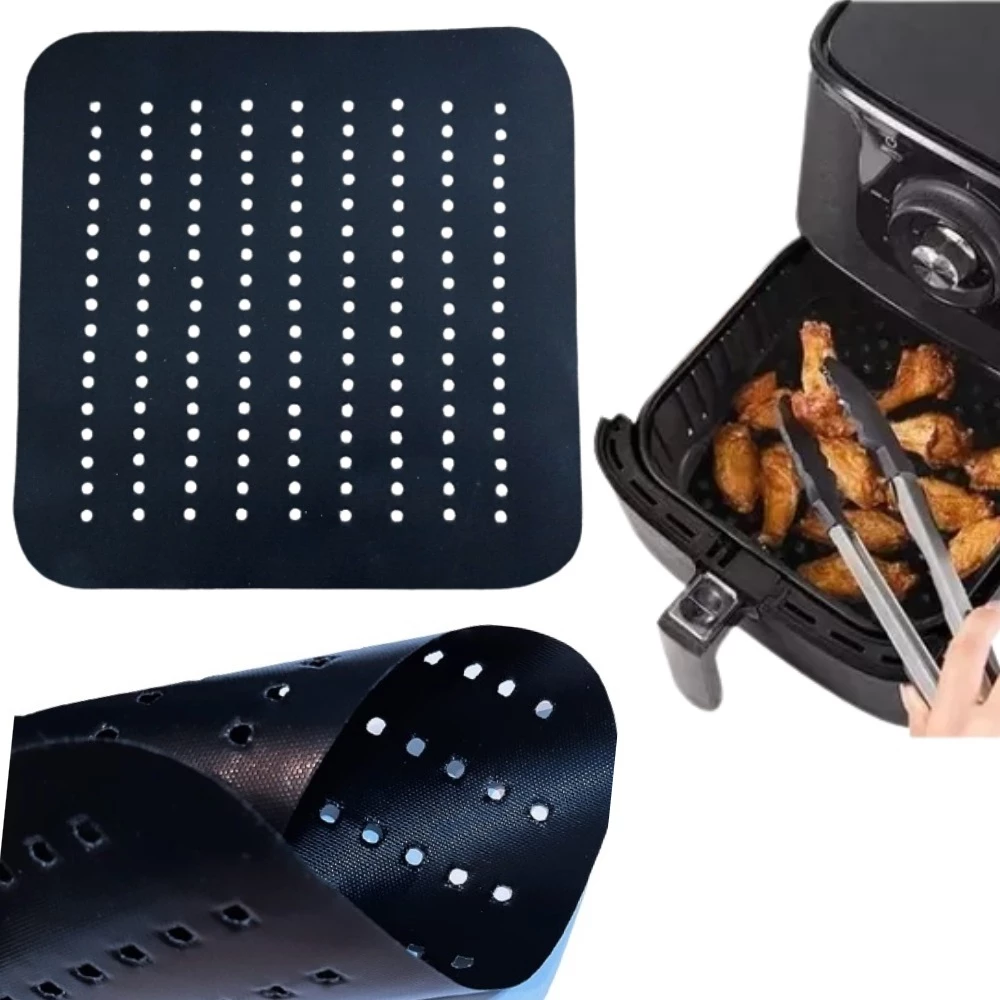 Tapete manta/folha de teflon 24cm X 24cm para fritadeira Air fryer Philco Jumbo 8,1 Litros