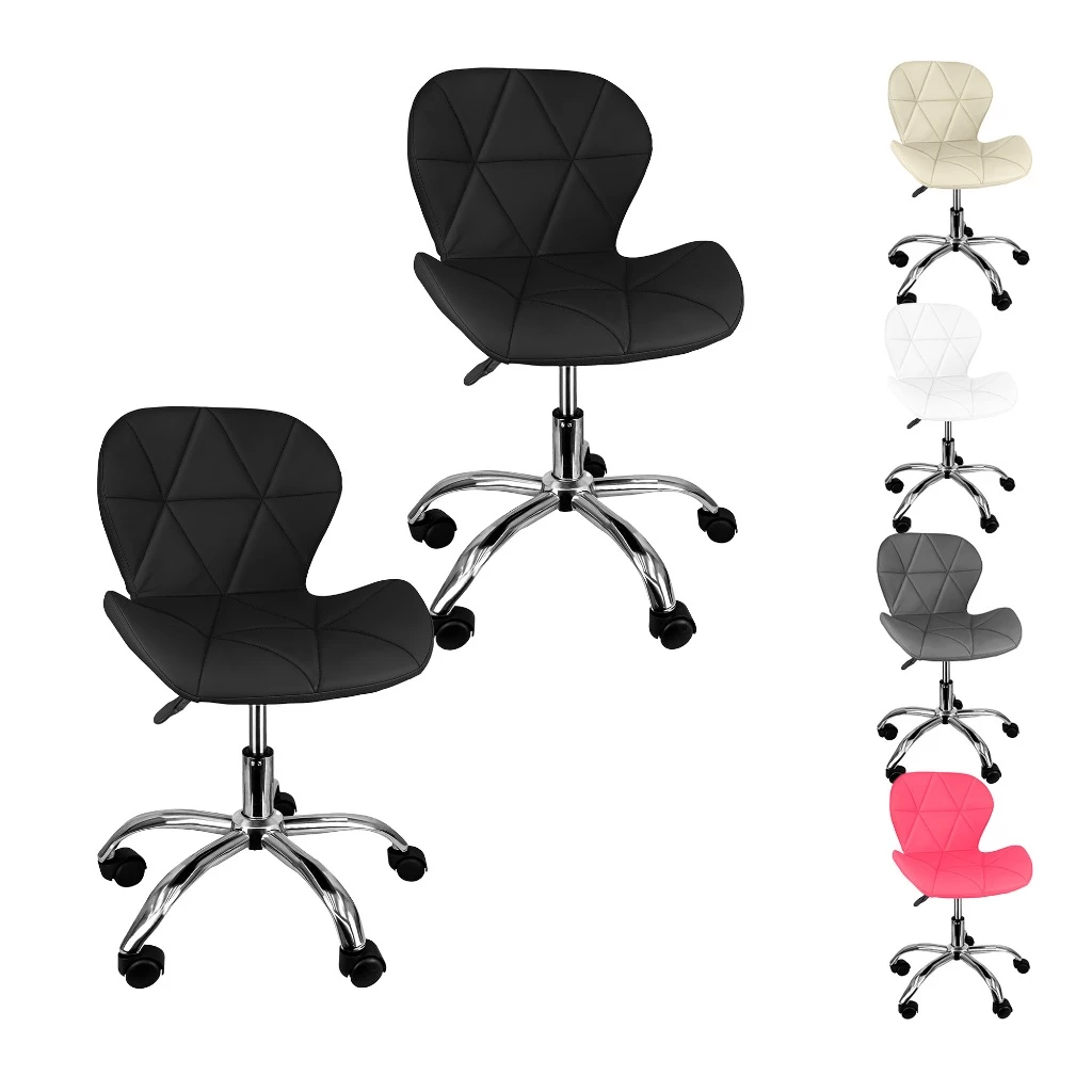 Kit 2 Cadeiras Slim Office Estofada Base Giratória Cromada