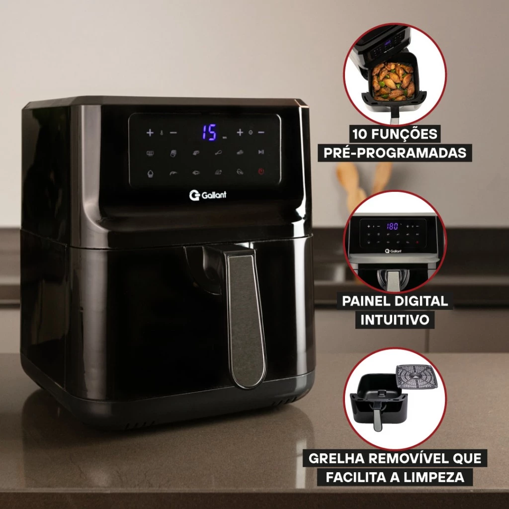 Fritadeira Air Fryer Gallant GFE05 Digital Family Sem Óleo 5L 1400W 127V