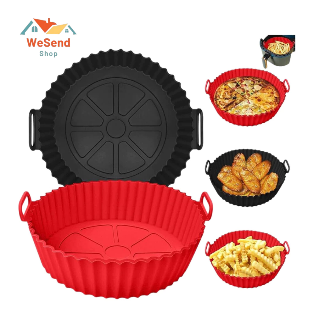 Kit 5 Forma De Silicone Para Air Fryer Forno Microondas Fritadeira Assadeira Reutilizável Antiaderente Flexível