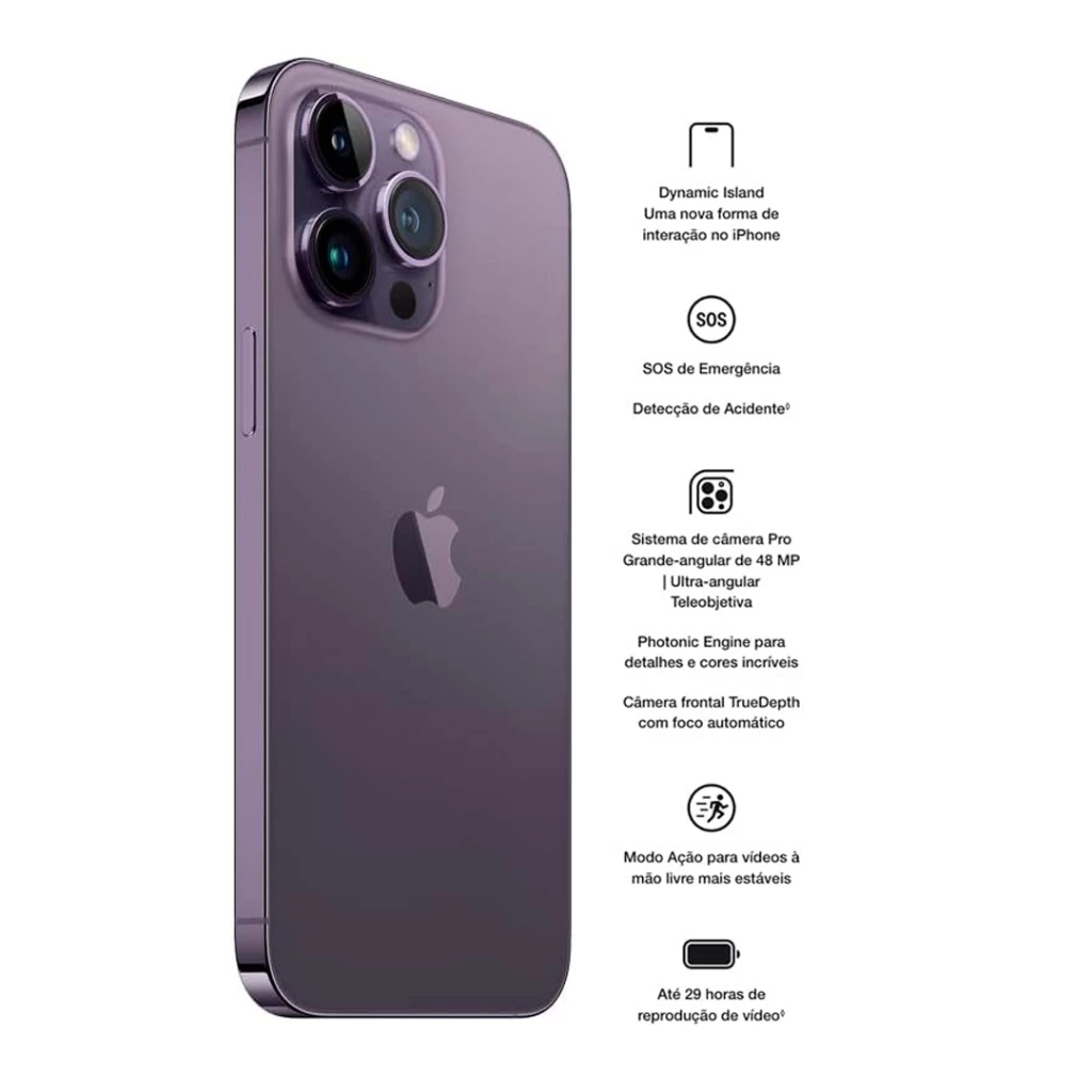 Celular iPhone 14 Pro Max 128gb 5g Dual E-sim CPO Lacrado Original 1 Ano de Garantia Apple