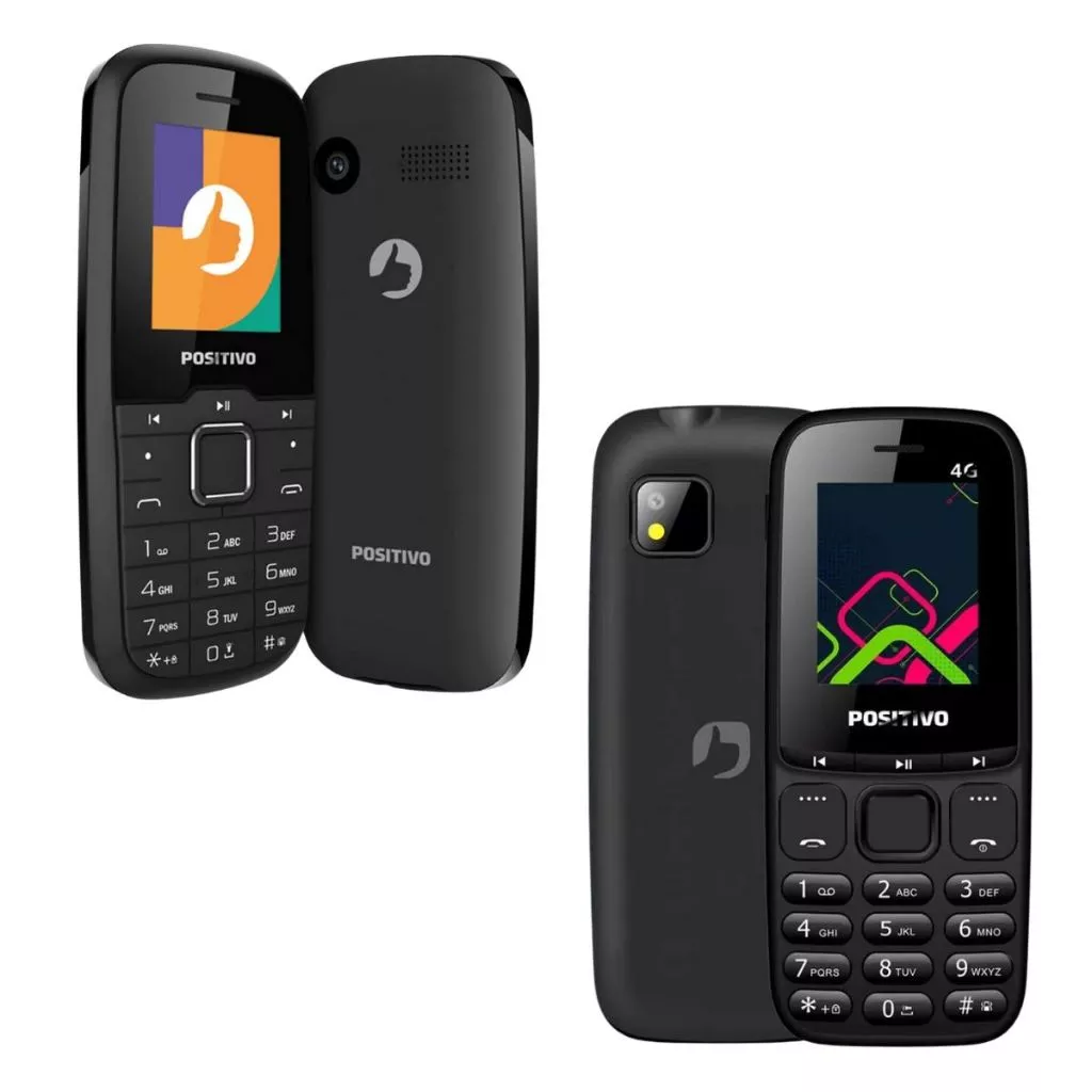 Celular Simples Positivo P26 4G 2G Dual SIM Tela 1,8" 48MB 32MB RAM 32MB 128MB Câmera Rádio FM Preto