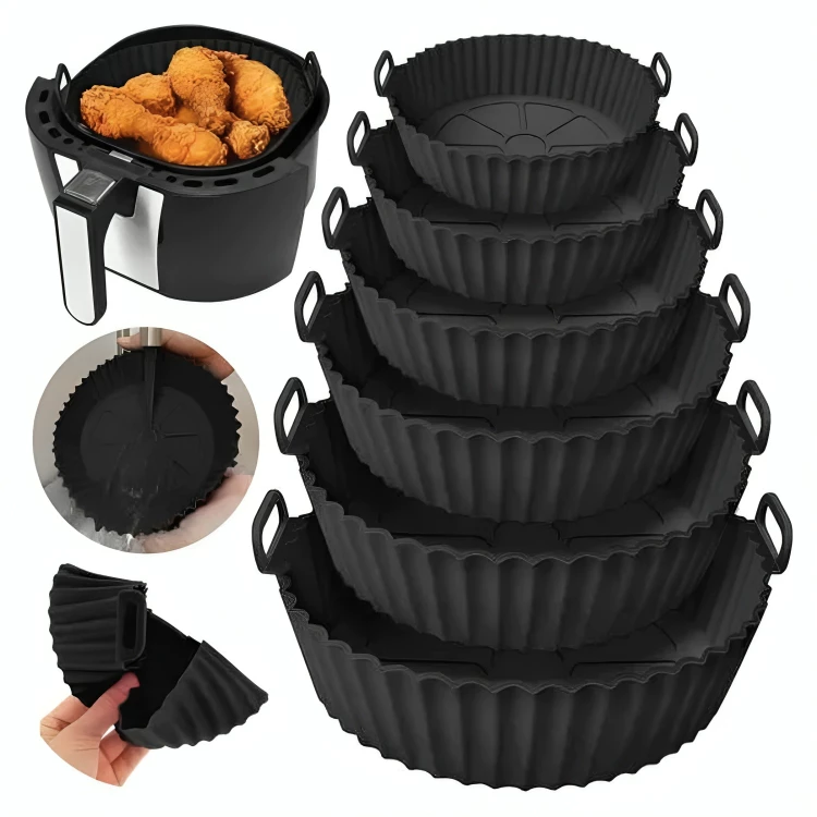 Kit 6 Forma Silicone Forro Para Airfryer Micro-ondas Antiaderente Assadeira Reutilizável